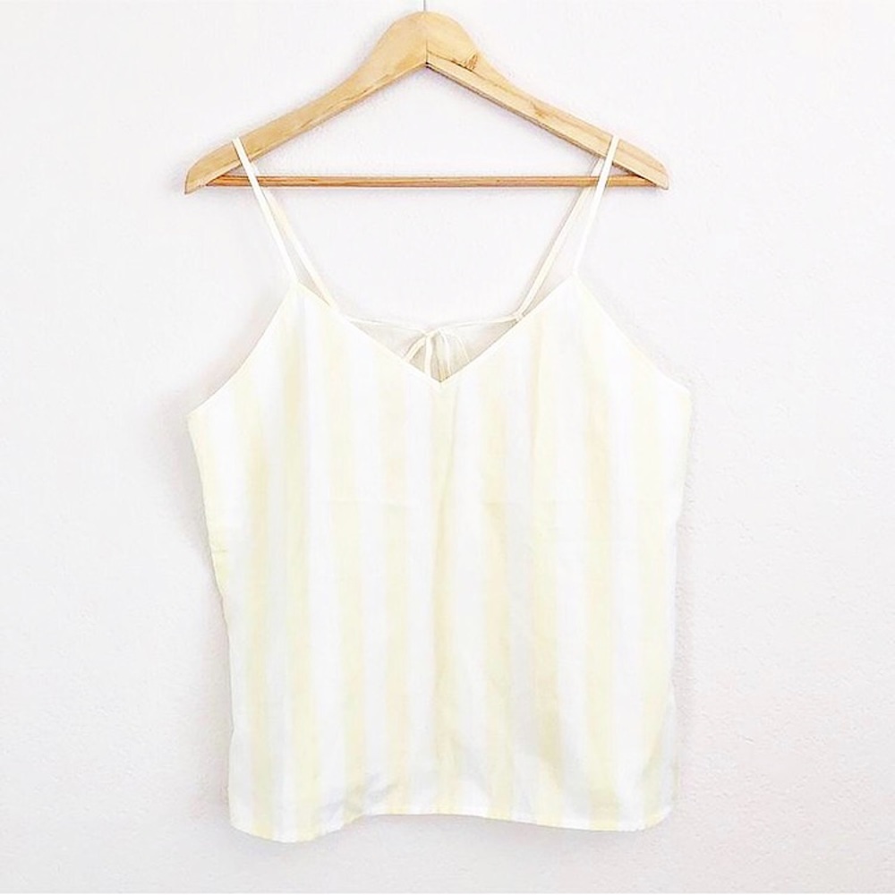 BLDWN Yellow and White Striped Silk Tank Top